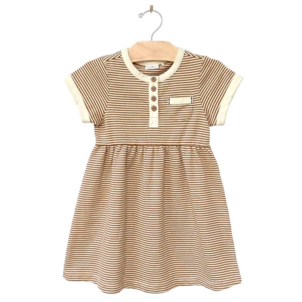 City Mouse Striped Brown and Cream Kids Dress